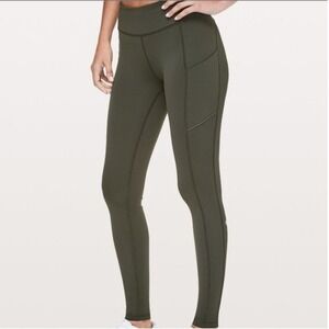 Lululemon Fast and Free High Rise Leggings 25" Dark Olive Size 12